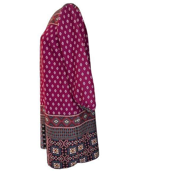 ANN TAYLOR LOFT PS Small Southwestern Aztec Burgundy Sheath Dress - Picture 3 of 5